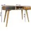 Schreibtisch im Retro Stil, Farbe: Sheesham / Schwarz - Abmessungen: 75 x 60 x 117 cm (H x B x T), mit 2 Schubladen & Fach