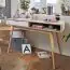 Schreibtisch im skandinavischen Stil, Farbe: Sonoma / Weiß - Abmessungen: 79 x 55 x 120 cm (H x B x T), mit Schublade & Fach