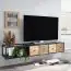 TV-Unterschrank aus Mango Massivholz, Farbe: Mango / Schwarz, Teilmassiv - Abmessungen: 25 x 150 x 35 cm (H x B x T)