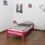 Rosa lackiertes Einzelbett "Easy Premium Line" K1/1n, Vollholz Buche - Matratzenabmessungen 90 x 200 cm, abgerundetes Kopfteil