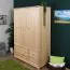 Echtholz Kleiderschrank, Farbe: Natur 190x133x60 cm