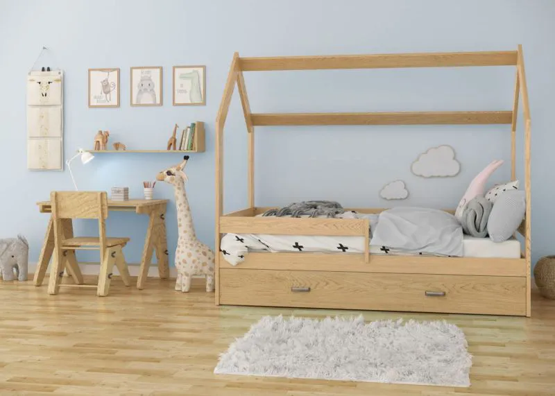 Kinderbett 80 x 160 cm | Massivholz: Kiefer | Natur Lackiert Abbildung
