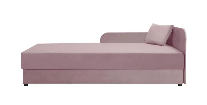 Gästebett / Tagesbett Lobatos 76, inkl. Kissen, Kopfteil rechts, Farbe: Rosa, aufklappbarer Stauraum, Liegefläche: 80 x 195 cm, Bonellfederkernung