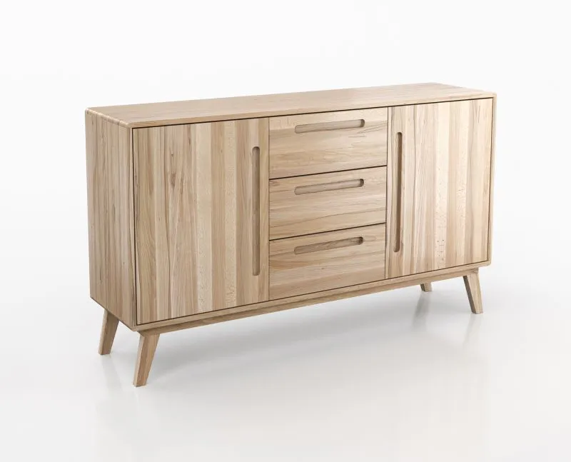 Sideboard / Kommode Engordany 03 | Buche Vollholz massiv | Farbe: Buche | lackiert | zwei Türen | Soft-Close-Funktion | drei Schubladen|vier Fächer