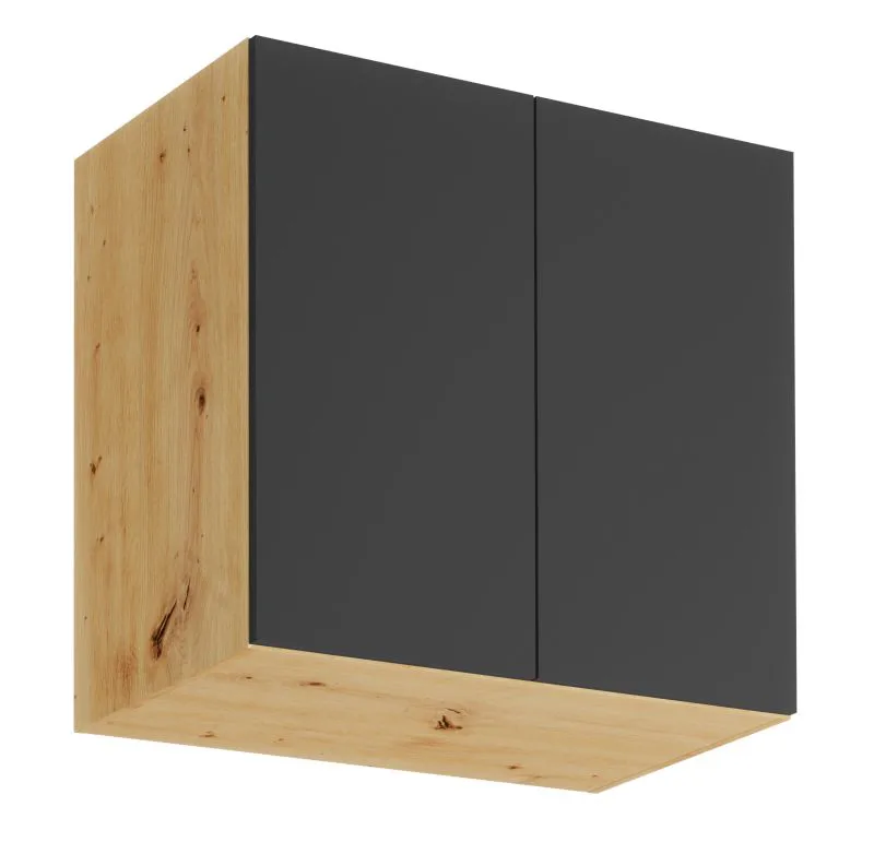 Küchenhängeschrank | Push-to-Open | 2 Türen | 80 x 44,9 x 72 cm | grifflose Front | Artisan-Eiche / Grau | Matterhorn 27 | 2 Fächer