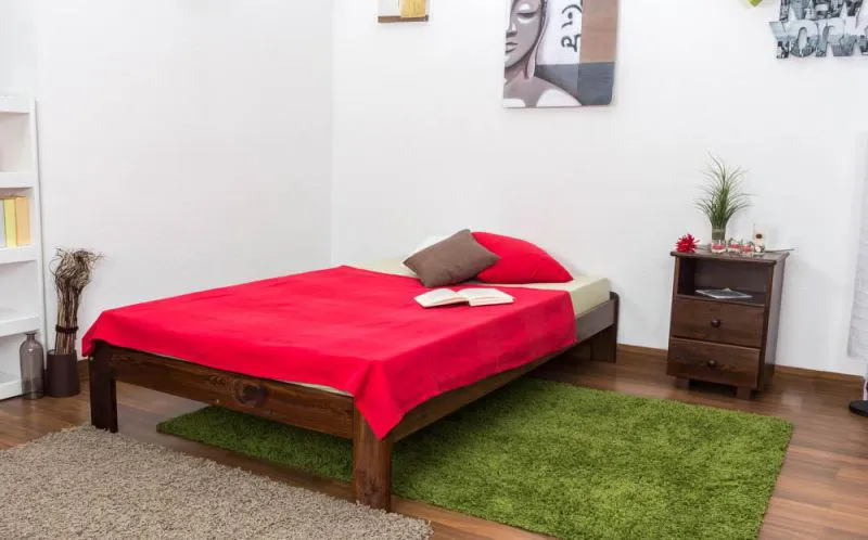 Bettgestell Kiefer 120 x 200 cm Nuss Abbildung