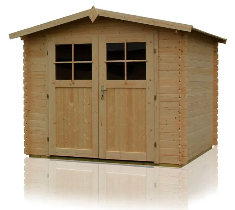 Gartenhaus 3,4 x 3,4 Meter (inkl. Dach) | Naturbelassen | Satteldach | 28 mm Blockbohlen Abbildung