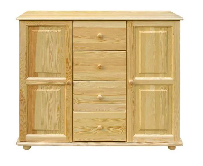 Sideboard mit 4 Schubladen, Farbe: Natur, Breite: 121 cm - Küchenschrank, Anrichte, Sideboard Abbildung