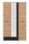 Kleiderschrank mit einer Schublade Brus 16, Farbe: Eiche Artisan / Schwarz, eine Spiegeltür, eine Kleiderstange, Maße: 203,5 x 119 x 53 cm, sechs Fächer