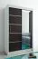 120 cm breiter Kleiderschrank mit 5 Fächern und 2 Türen | Farbe: Weiß / Schwarz Abbildung