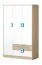 Kinderzimmer - Kleiderschrank, Farbe: Eiche Hellbraun / Weiß / Blau - 190 x 120 x 50 cm (H x B x T) Abbildung