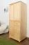 Kleiderschrank | 1 Drehtür | 4 Schubladen | mit Kleiderstange | 90 cm breit | Massivholz Kiefer | Farbe: Natur Abbildung