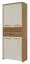 Schmaler 78 cm breiter Kleiderschrank mit 4 Türen, 6 Fächern und 2 Schubladen | Farbe: Beige | Tiefe: 36 cm Abbildung
