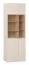 Vitrinenschrank | 2 Glastüren | Farbe: Beige | inkl. LED-Beleuchtung | 12 Fächer | Griffe: Eiche | Maße: 70 x 42 x 206 cm | Soft-Close-Funktion