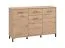 Sideboard / Kommode mit einer Schublade Sabas 01, Farbe: Eiche Artisan, Griffe & Beine: Schwarz, sechs Fächer, Maße: 90 x 138 x 40 cm, ABS-Kanten
