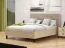 Doppelbett | gepolstertes Kopfteil | Farbe: Eiche light Port / Beige | ABS-Kanten | Liegefläche: 160 x 200 cm | Beine: Schwarz