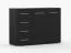 Kommode | Schwarz | Comarca 31 | 96 x 135 x 45 cm | 2 Türen | 4 Schubladen | 3 Fächer | Einfarbig | kompaktes Design | Sideboard