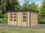 Gartenhaus aus Holz, nordische Fichte naturbelassen / anthrazit, Trapezblech-Pultdach, robuste metallverstärkte-Ecken, Zylinderschloss, 4,00 × 2,13 m