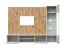 Wohnwand | Farbe: Perla Grau / Eiche Artisan | Push-to-open Funktion | Maße: 200 x 35 x 148 cm | inkl. LED-Beleuchtung | 1 TV-Unterschrank | 1 Vitrine