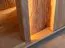 Vitrine Sienne 12 aus getöntem Glas und Massivholz Wildeiche, 115 x 135 x 37 cm, 3 Türen, 6 Einlegeböden, 9 Fächer, Holz: gebürstet, geölt, inkl. LED