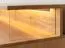 TV-Unterschrank, Hängeschrank Rania 19, aus geöltem Massivholz, 52 x 200 x 39 cm, in Eiche / Schwarz, Front aus Glas und Stirnholz, inkl. LED