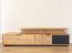 TV-Unterschrank, Hängeschrank Rania 19, aus geöltem Massivholz, 52 x 200 x 39 cm, in Eiche / Schwarz, Front aus Glas und Stirnholz, inkl. LED