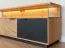 TV-Unterschrank, Hängeschrank Rania 19, aus geöltem Massivholz, 52 x 200 x 39 cm, in Eiche / Schwarz, Front aus Glas und Stirnholz, inkl. LED