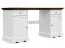 Schreibtisch Gyronde 23, Kiefer massiv Vollholz, Farbe: Weiß / Walnuss - 77 x 155 x 53 cm (H x B x T)
