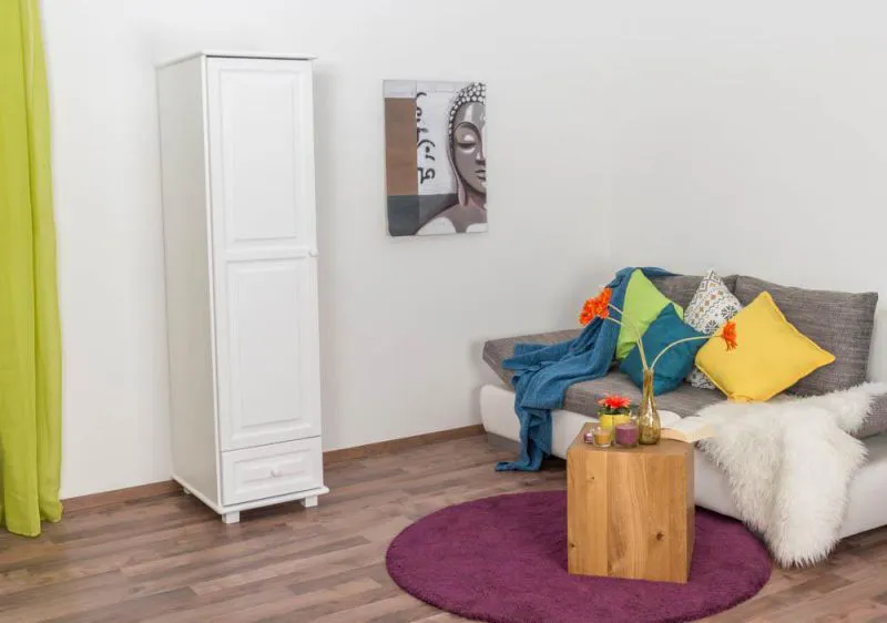 Vollholz-Schrank, Farbe: Weiß 190x47x60 cm Abbildung