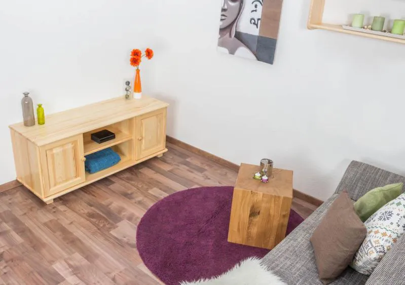 TV-Lowboard Landhausstil Massivholz Farbe: Natur 55x136x47 cm Abbildung