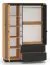 Stylischer Kleiderschrank Dagali 02, Farbe: Eiche / Schwarz, Maße: 210 x 150 x 58 cm, modernes und einfaches Design, Soft-Close-System, fünf Fächer, für Schlafzimmer