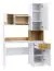 Schreibtisch mit Schrankanbau Fafe 20, Farbe: Eiche Riviera / Weiß - Abmessungen: 195 x 125 x 53 cm (H x B x T)