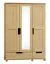Kleiderschrank | 3 Drehtüren | 2 Schubladen | 4 Fächer | mit Kleiderstange | 150 cm breit | Massivholz | Farbe: Natur Abbildung