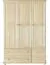 Kleiderschrank | 3 Drehtüren | 4 Schubladen | 4 Fächer | mit Kleiderstange | 154 cm breit | Massivholz | Farbe: Natur Abbildung