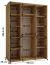 Kleiderschrank mit Spiegeln Mina in Eiche/Weiß, auch für Wohnzimmer geeignet, Anti Staubbürsten, schwarze Metallgriffe, 235,2 x 180 x 60 cm
