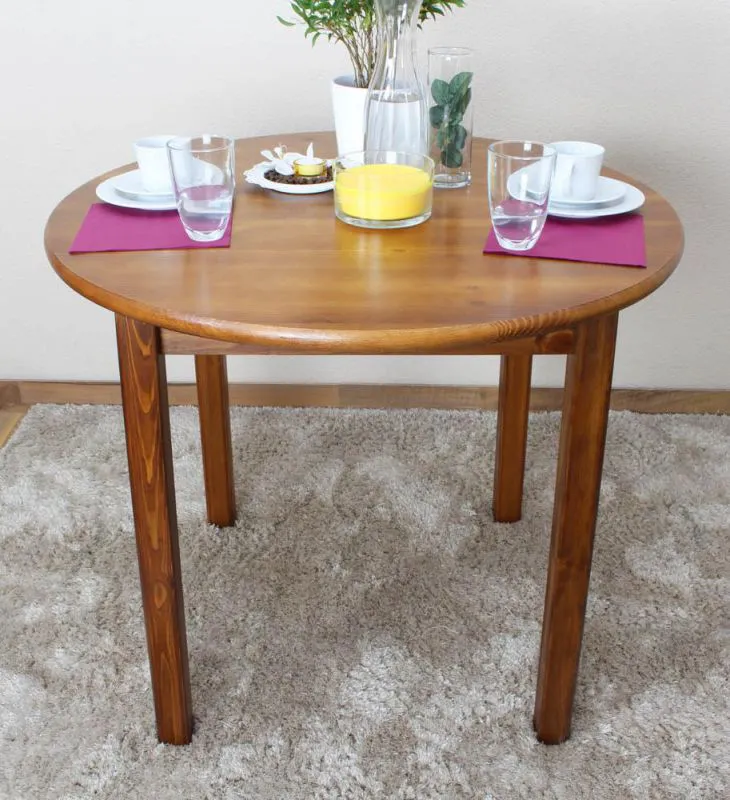 Esstisch Esszimmertisch 90x90 cm Kiefer massiv, Farbe: Eiche Abbildung