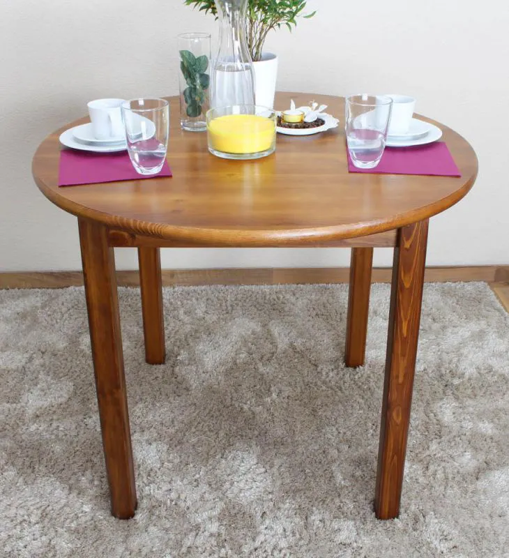 Esszimmertisch 90x90 cm Kiefer massiv, Farbe: Eiche Abbildung
