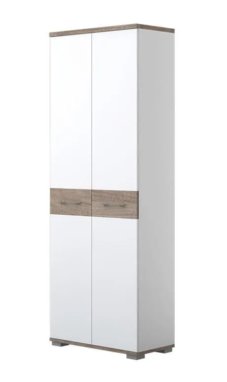 Garderobenschrank, Farbe: Eiche Dunkelbraun / Weiß - Abmessungen: 189 x 68 x 35 cm (H x B x T) Abbildung