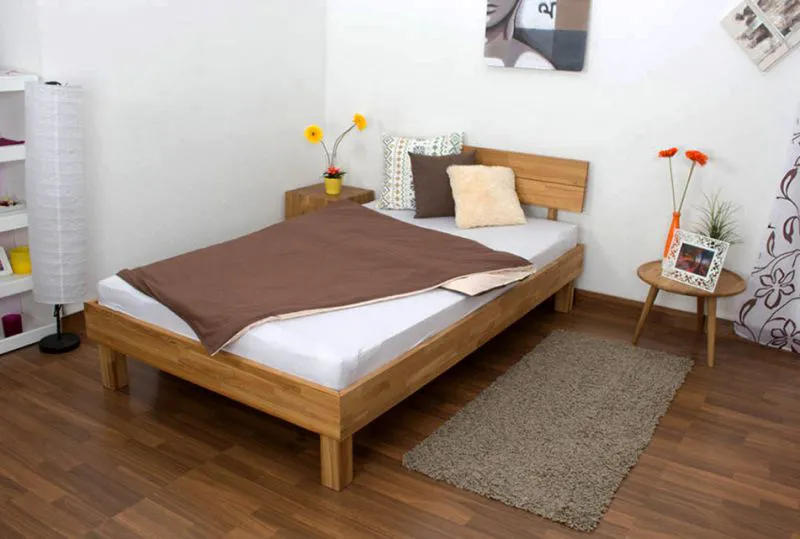 Massivholz Bettgestell Eiche 120 x 200 cm geölt Abbildung