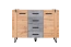 Kommode Atule 05, Farbe: Eiche / Grau - Abmessungen: 97 x 135 x 42 cm (H x B x T)