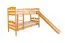 Etagenbett / Kinderbett / Stockbett mit Rutsche, 80 x 190 cm, Buche Massivholz Natur lackiert, teilbar in zwei Einzelbetten, "Easy Premium Line" K27/n