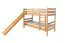 Etagenbett / Kinderbett / Stockbett mit Rutsche 80 x 190 cm, Buche Massivholz Natur lackiert, teilbar in zwei Einzelbetten, "Easy Premium Line" K28/n