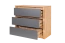 Kommode im modernen Stil Faleula 04, Eiche / Grau, Maße: 79 x 90 x 43 cm, mit ABS Kantenschutz, drei Schubladen, Griffloses Design