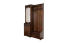 Schlichte Garderobe in Walnussfarben Kiefer massiv Vollholz 28B, mit Spiegel, 200 x 125 x 41 cm, mit zwei Schubladen, eine Hutablage und fünf Haken