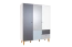 Jugendzimmer - Drehtürenschrank / Kleiderschrank Syrina 05, Farbe: Weiß / Grau / Blau - Abmessungen: 202 x 153 x 55 cm (H x B x T)